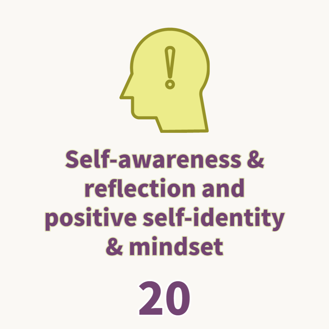 Self-awareness & reflection and positive self-identity and mindset