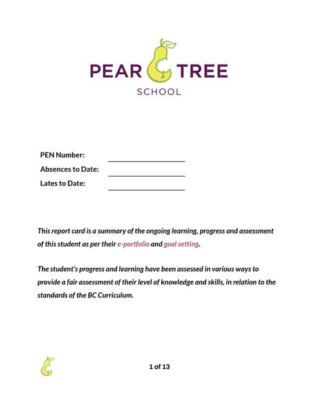 Pear Tree School report cards